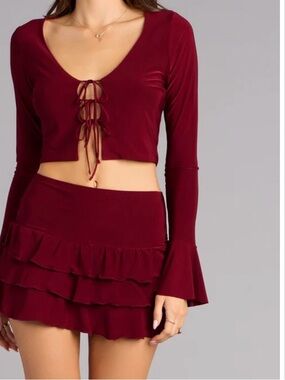 Drama Meets Ruffles Tie-Front Top